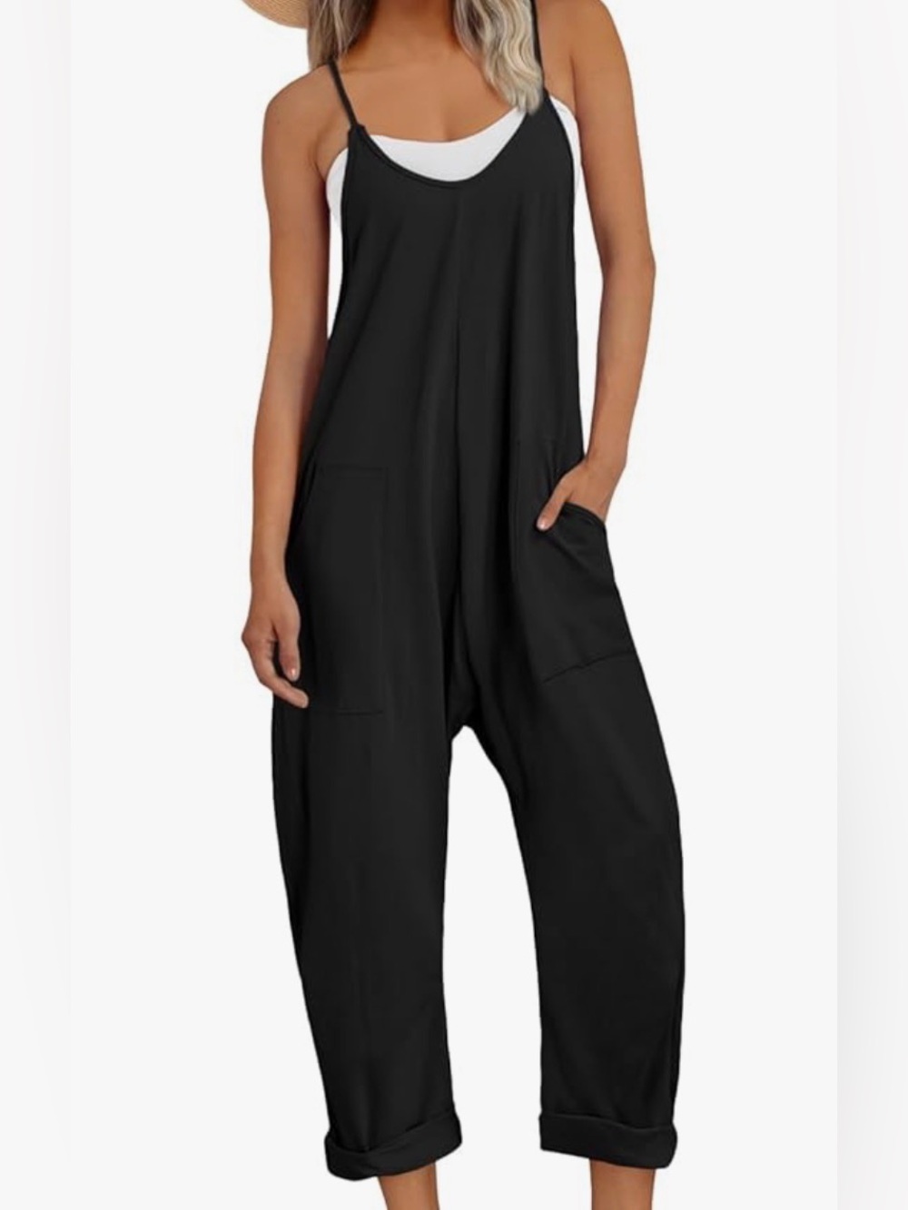 Amazon Black Relaxed Spaghetti-Strap Jumpsuit (3/$20)